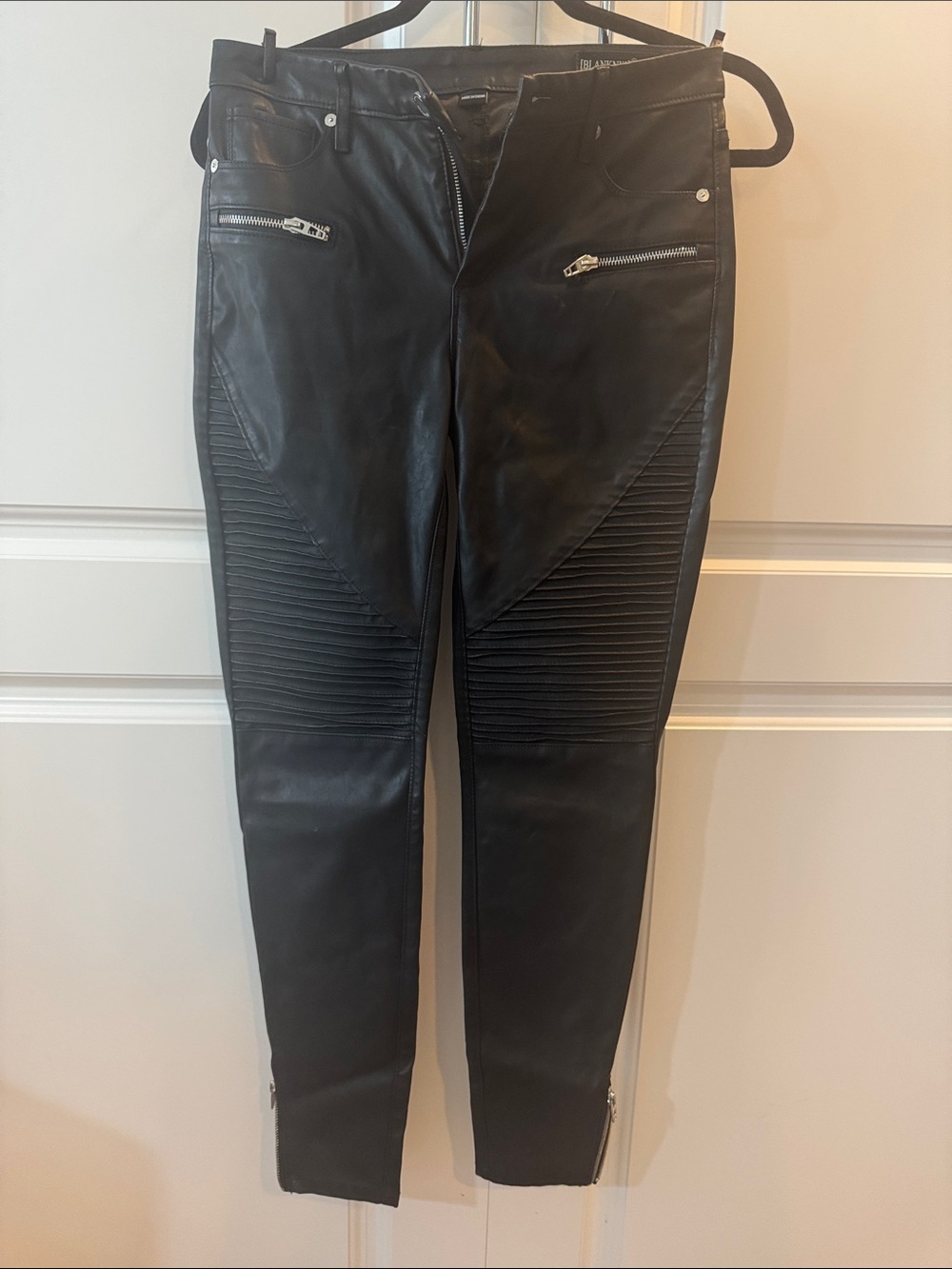 Blank NYC Black Faux Leather Skinny Moto Jeans